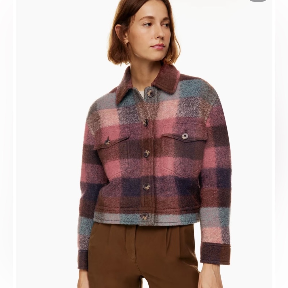 Aritzia Multicolor Plaid Teddy Jacket